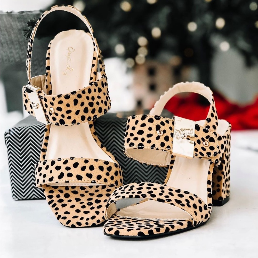 Leopard/dot Chunky Heels